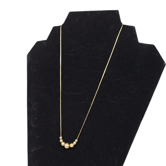 Unbranded Jewelry - Vintage Necklace Gold Tone With Graduated Metal Beads 16"